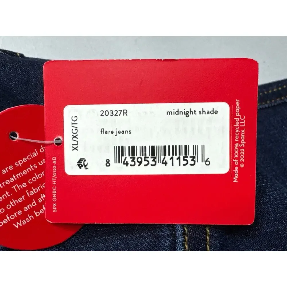 NWT Spanx Women's Flare Blue Stretch Denim Pull On Jeans - Size XL (34x34) - Picture 3 of 6